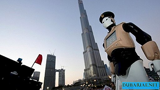 The first robot policeman went on patrol near Burj Khalifa in Dubai