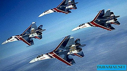 Russian Knights performed at an air show in Dubai